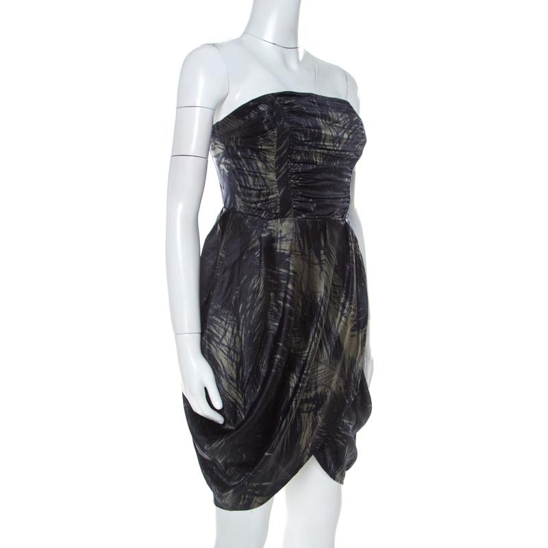 feather strapless dress