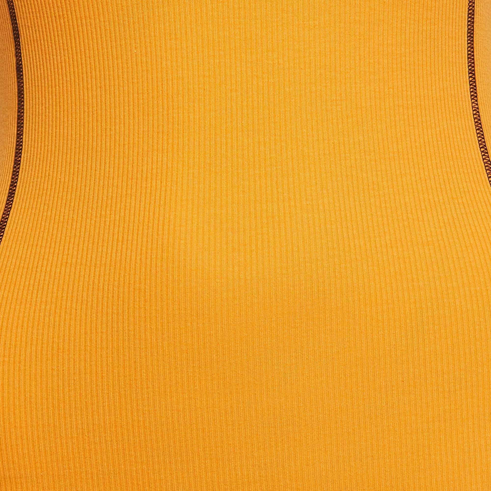 McQ by Alexander McQueen Orange Rocket Rib Knit Tank Dress XXS In Excellent Condition For Sale In Dubai, Al Qouz 2