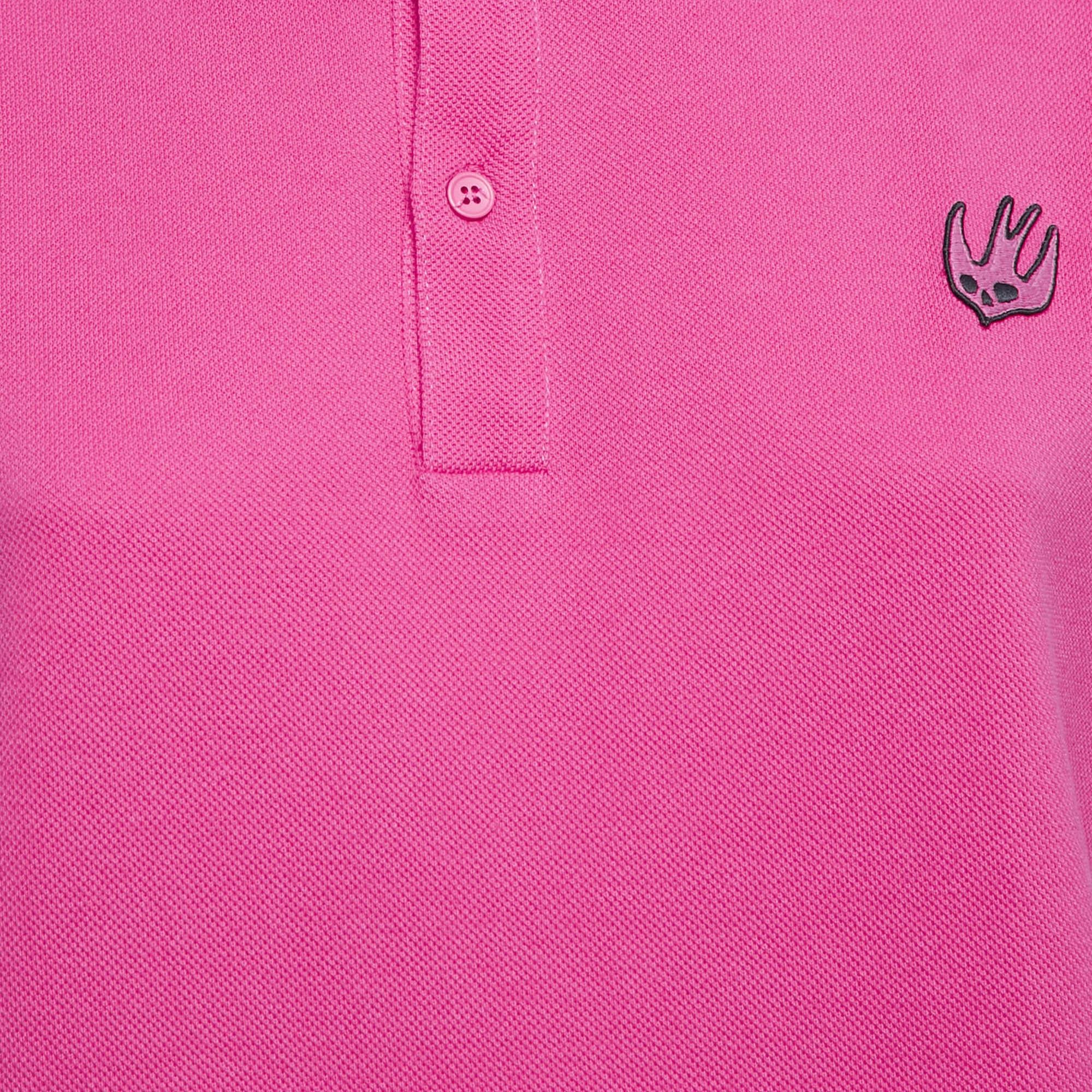 McQ by Alexander McQueen Pink Cotton Pique Polo T-Shirt L In Excellent Condition In Dubai, Al Qouz 2