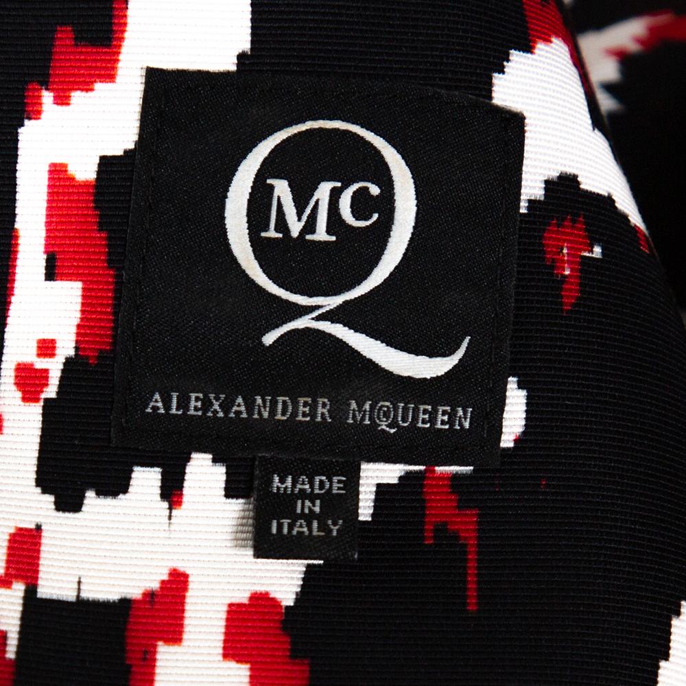 McQ by Alexander McQueen Red & Black Print Sleeveless Bodycon Dress S In Good Condition In Dubai, Al Qouz 2