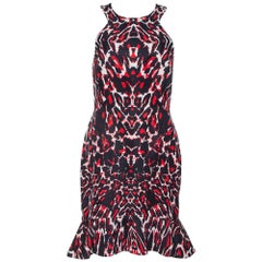 McQ by Alexander McQueen Red & Black Print Sleeveless Bodycon Dress S