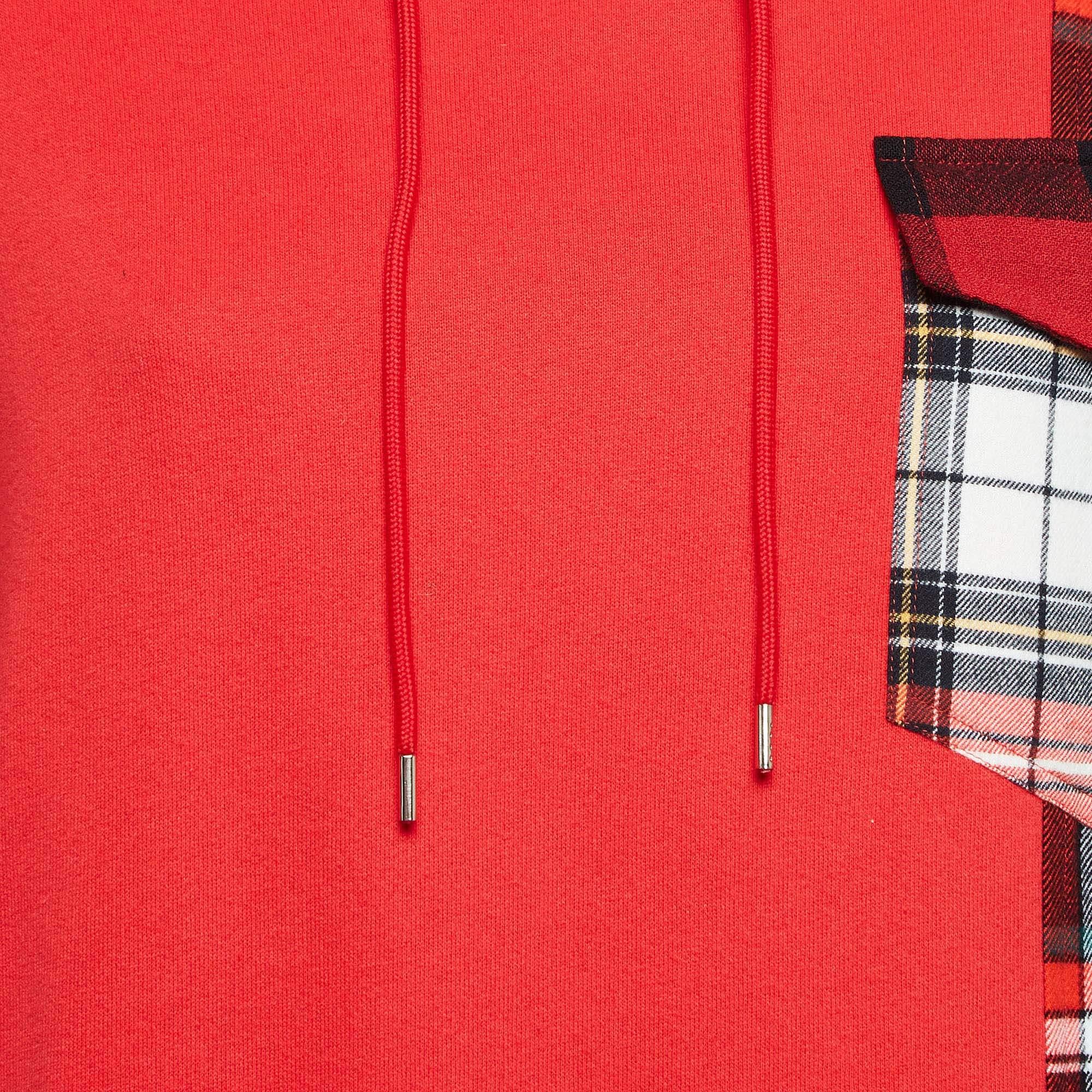 Donna McQ Alexander McQueen Red Patchwork Giacca con cappuccio oversize M. I. in vendita