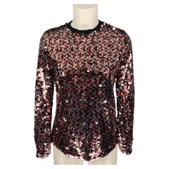 MCQ by ALEXANDER MCQUEEN Size 2 Red Silver Polyamide Sequined Blouse