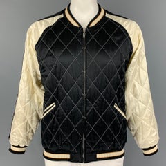 MCQ by ALEXANDER MCQUEEN Size 34 Black Beige Quilted Reversible Bomber Jacket