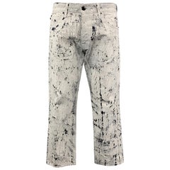 MCQ by ALEXANDER MCQUEEN Size 36 White & Black Painted Cotton Button Fly Jeans