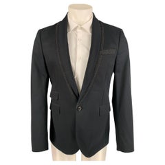 MCQ by ALEXANDER MCQUEEN Size 40 Black Charcoal Wool / Polyester Sport Coat