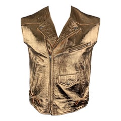 MCQ by ALEXANDER MCQUEEN Size 42 Rose Gold Metallic Leather Biker Vest