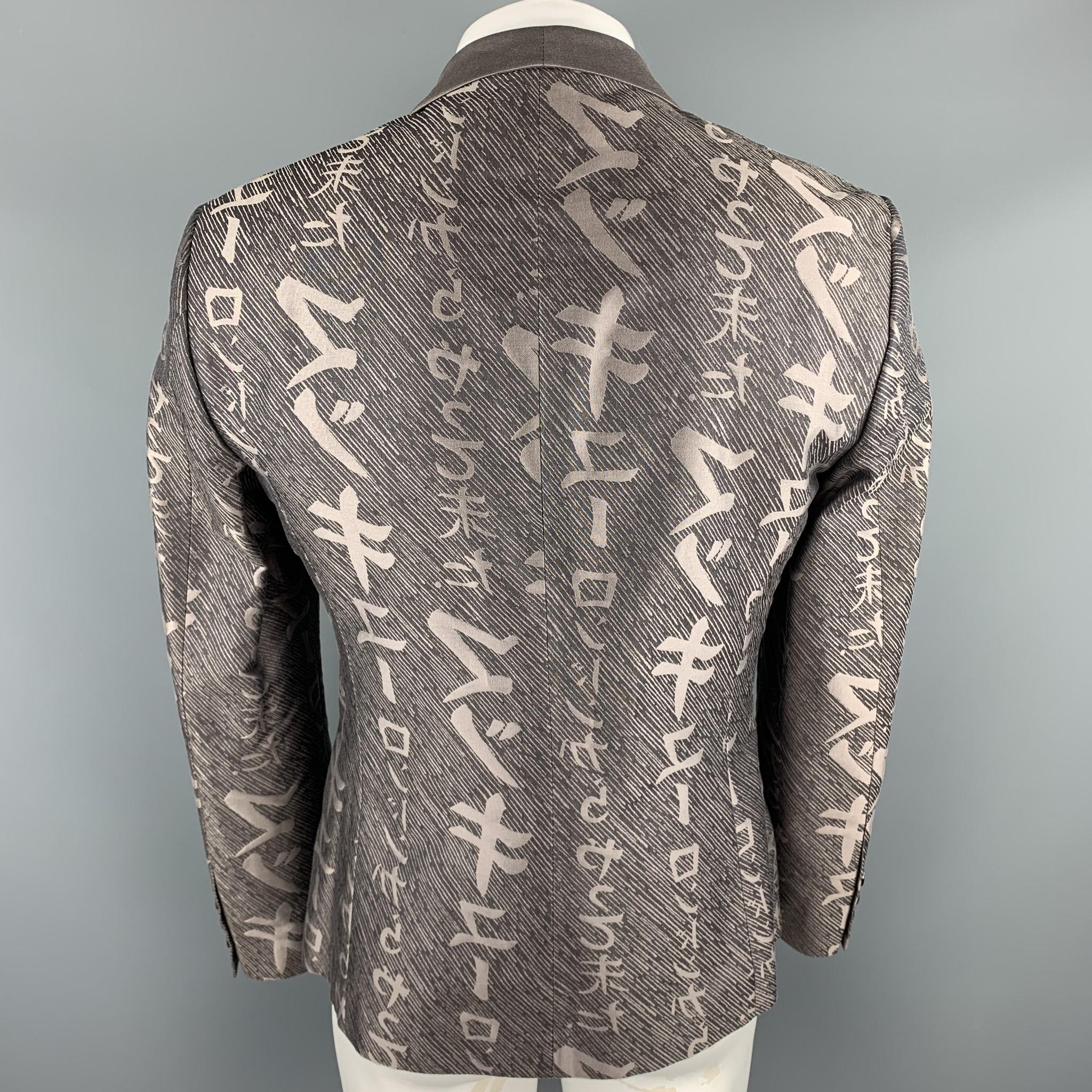 MCQ by ALEXANDER MCQUEEN Size 44 Taupe Print Cotton / Silk Sport Coat In Excellent Condition In San Francisco, CA