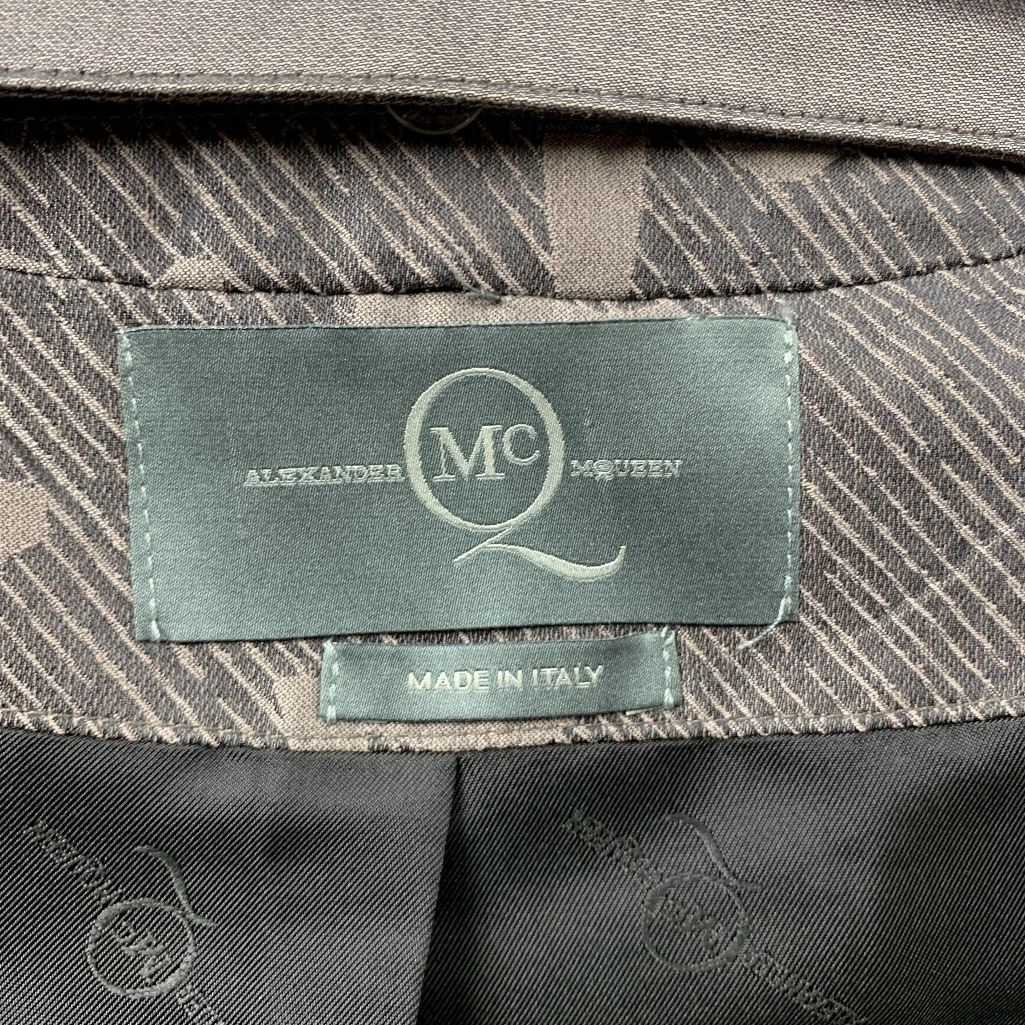 MCQ by ALEXANDER MCQUEEN Size 44 Taupe Print Cotton / Silk Sport Coat 1