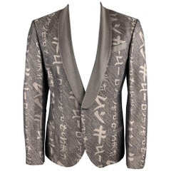 MCQ by ALEXANDER MCQUEEN Size 44 Taupe Print Cotton / Silk Sport Coat