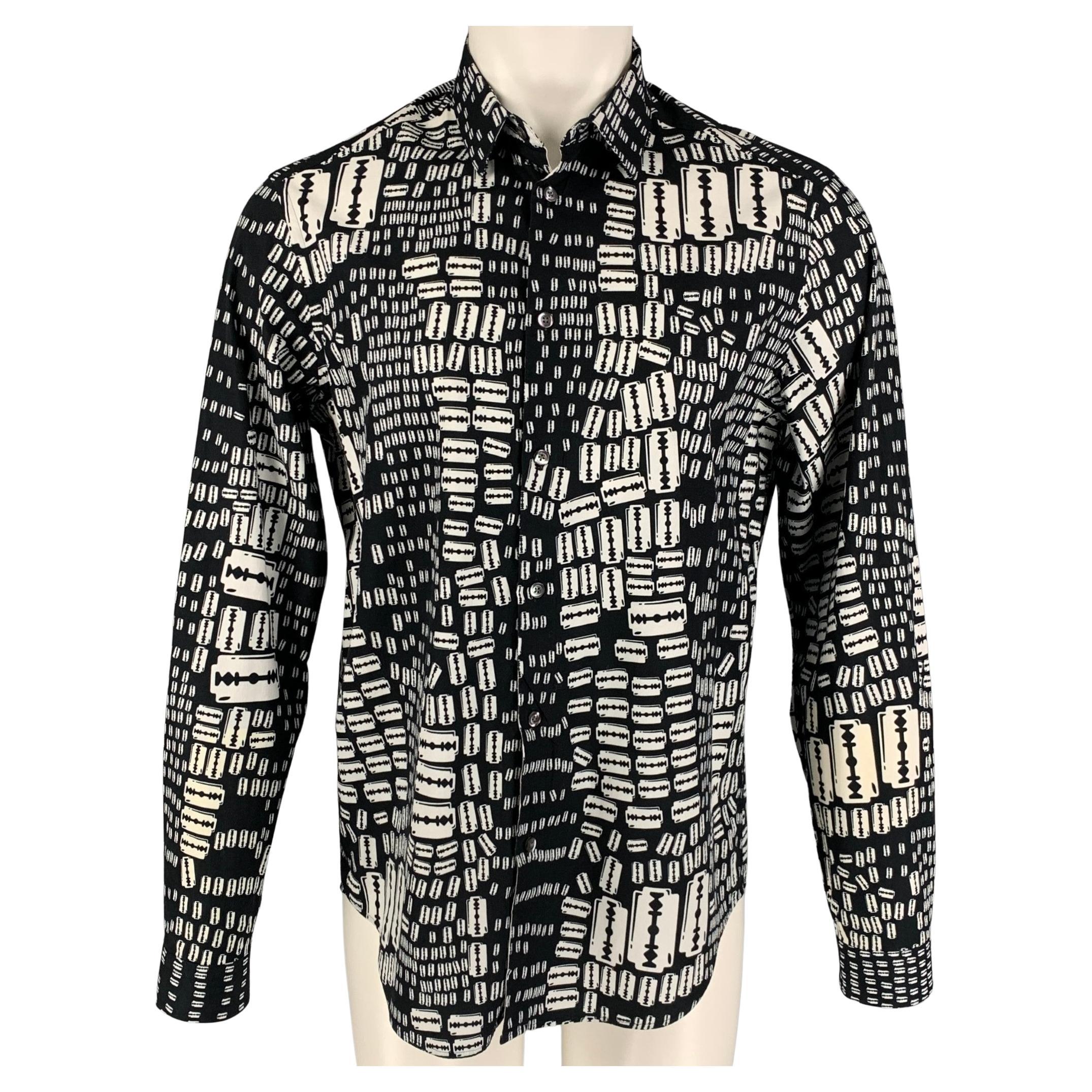 MCQ by ALEXANDER MCQUEEN Size L Black White Cotton Long Sleeve Shirt