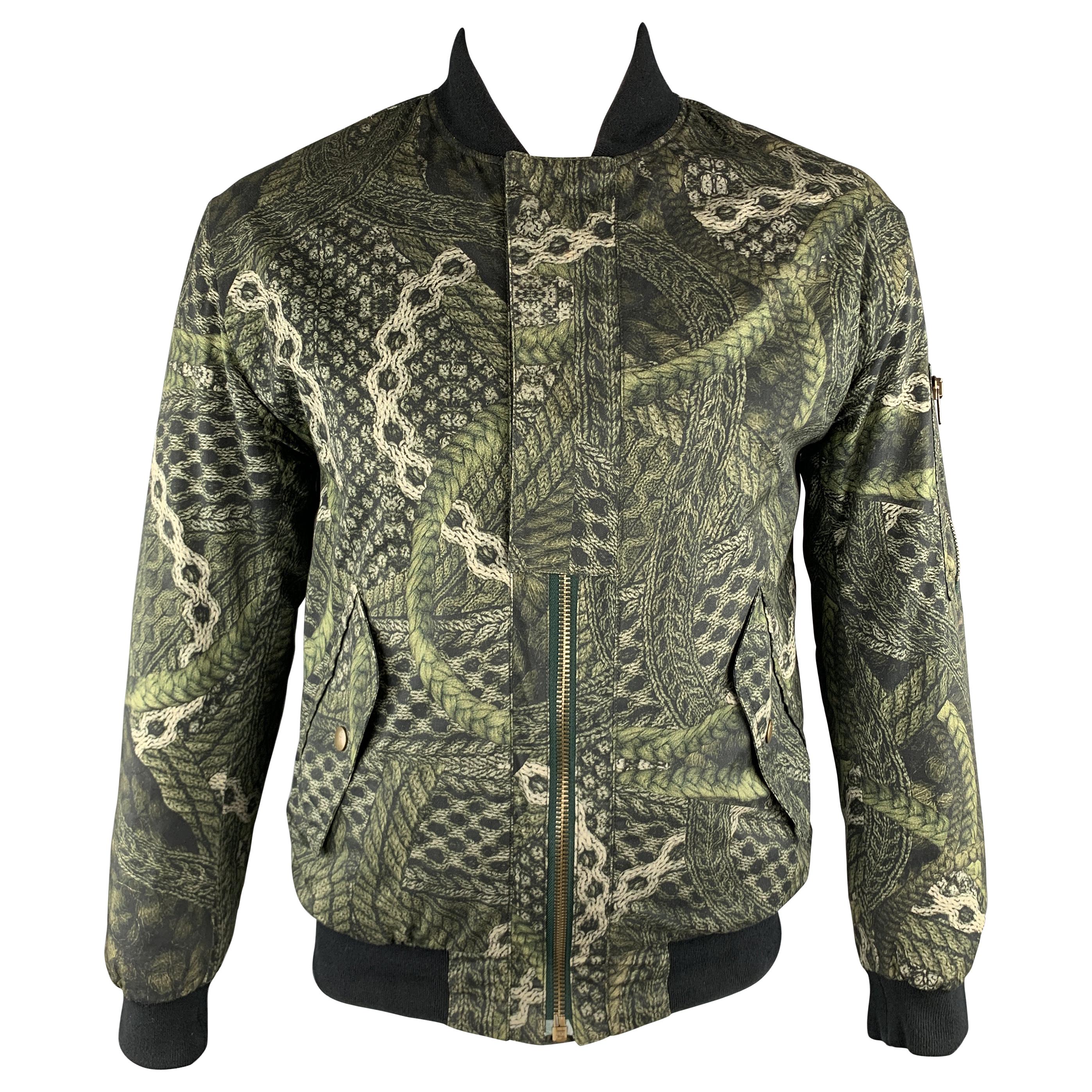 MCQ by ALEXANDER MCQUEEN Size M Olive Print Cotton Bomber Jacket