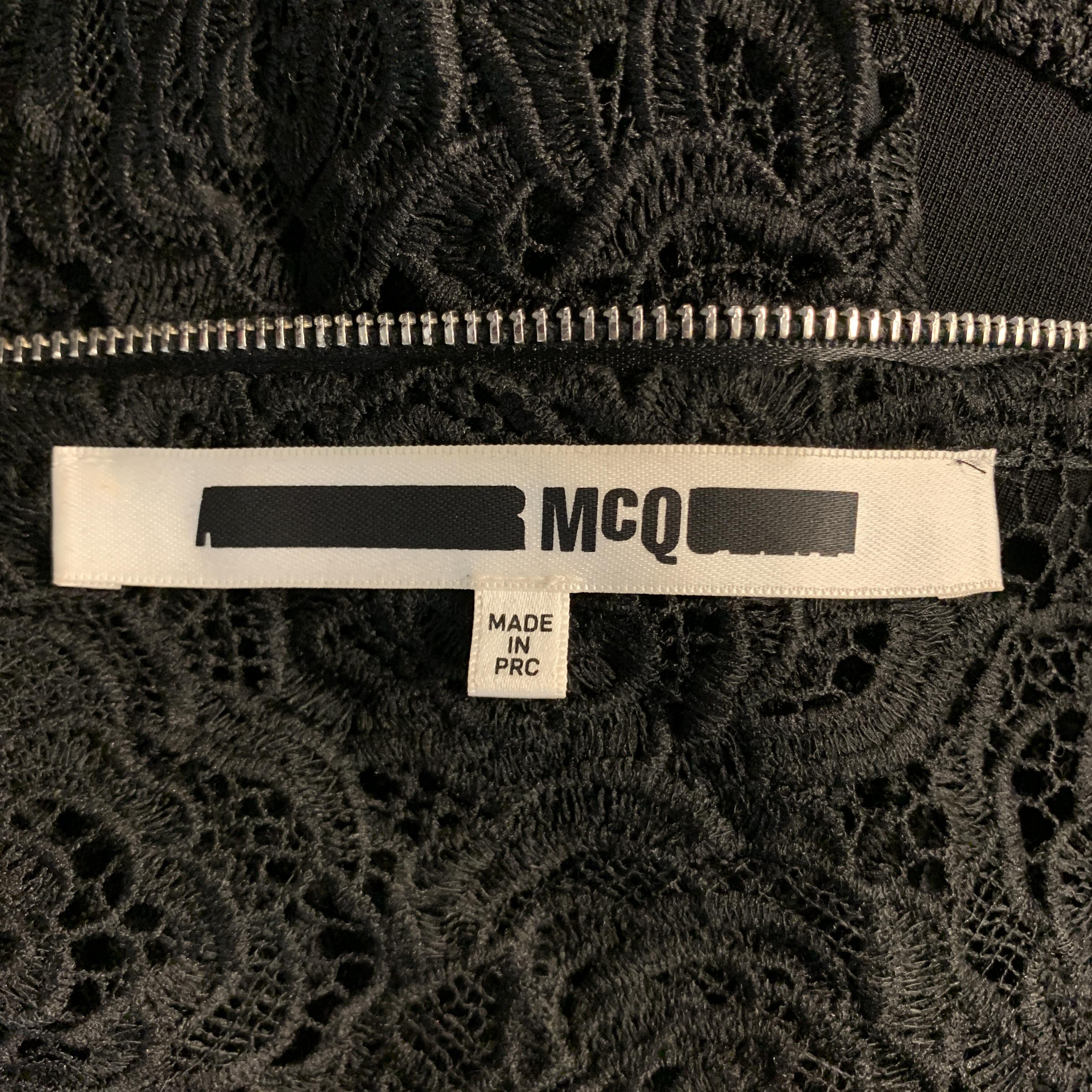 MCQ by ALEXANDER MCQUEEN Size S Black Lace Crewneck Zipper Pullover Sweater 3
