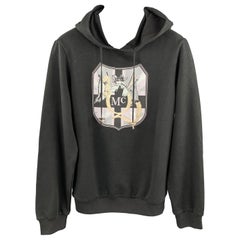 MCQ by ALEXANDER MCQUEEN Size XS Black Embellishment Cotton Hooded Sweatshirt