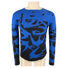 MCQ by ALEXANDER MCQUEEN Size XS Black Royal Blue Knitted Wool Blend Pullover
