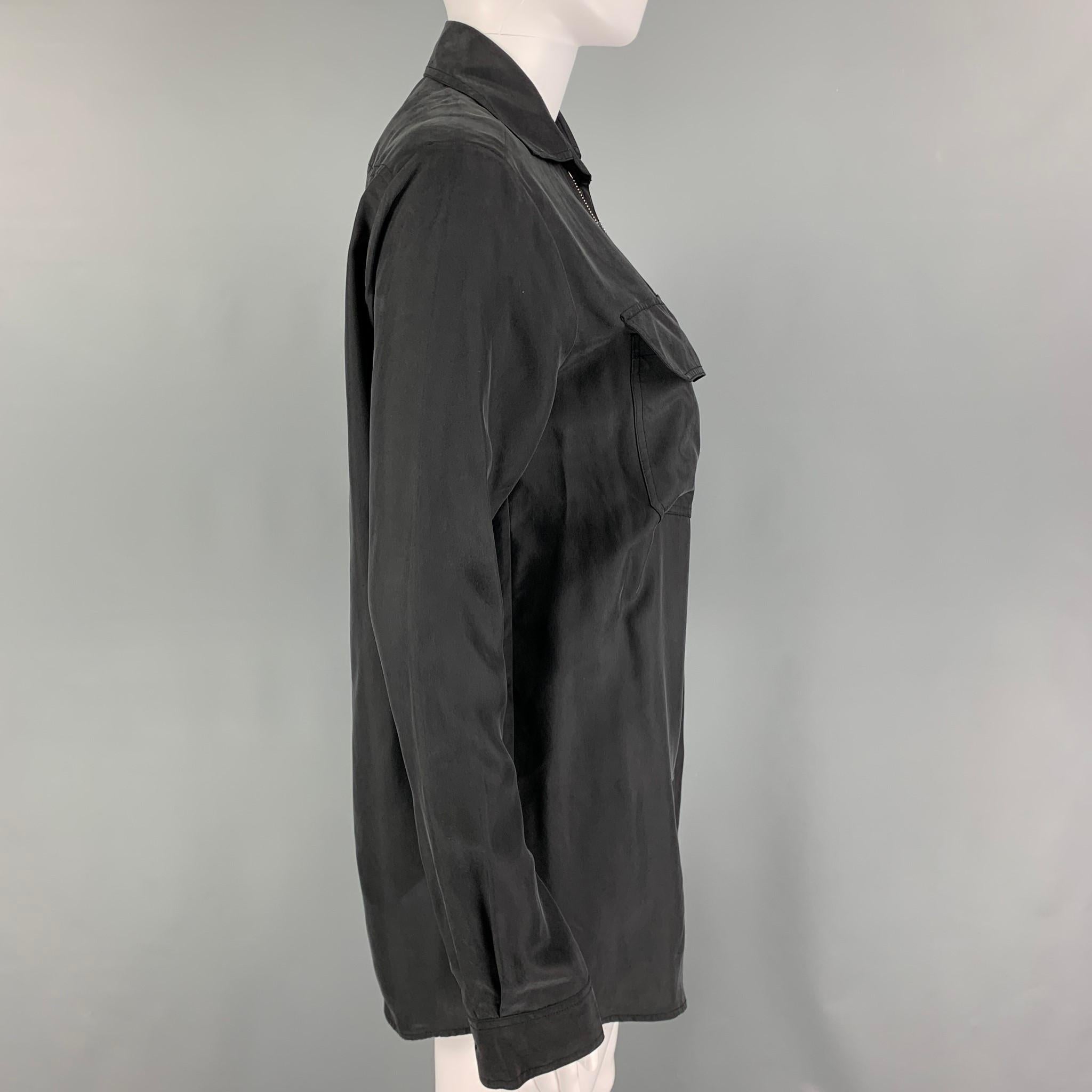 MCQ by ALEXANDER MCQUEEN Size XS Black Silk Patch Pockets Shirt In Excellent Condition In San Francisco, CA