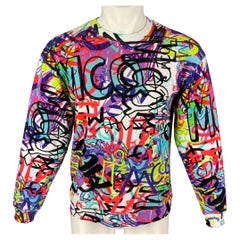 Pull en coton imprimé graffiti multicolore blanc MCQ par ALEXANDER MCQUEEN, taille XS