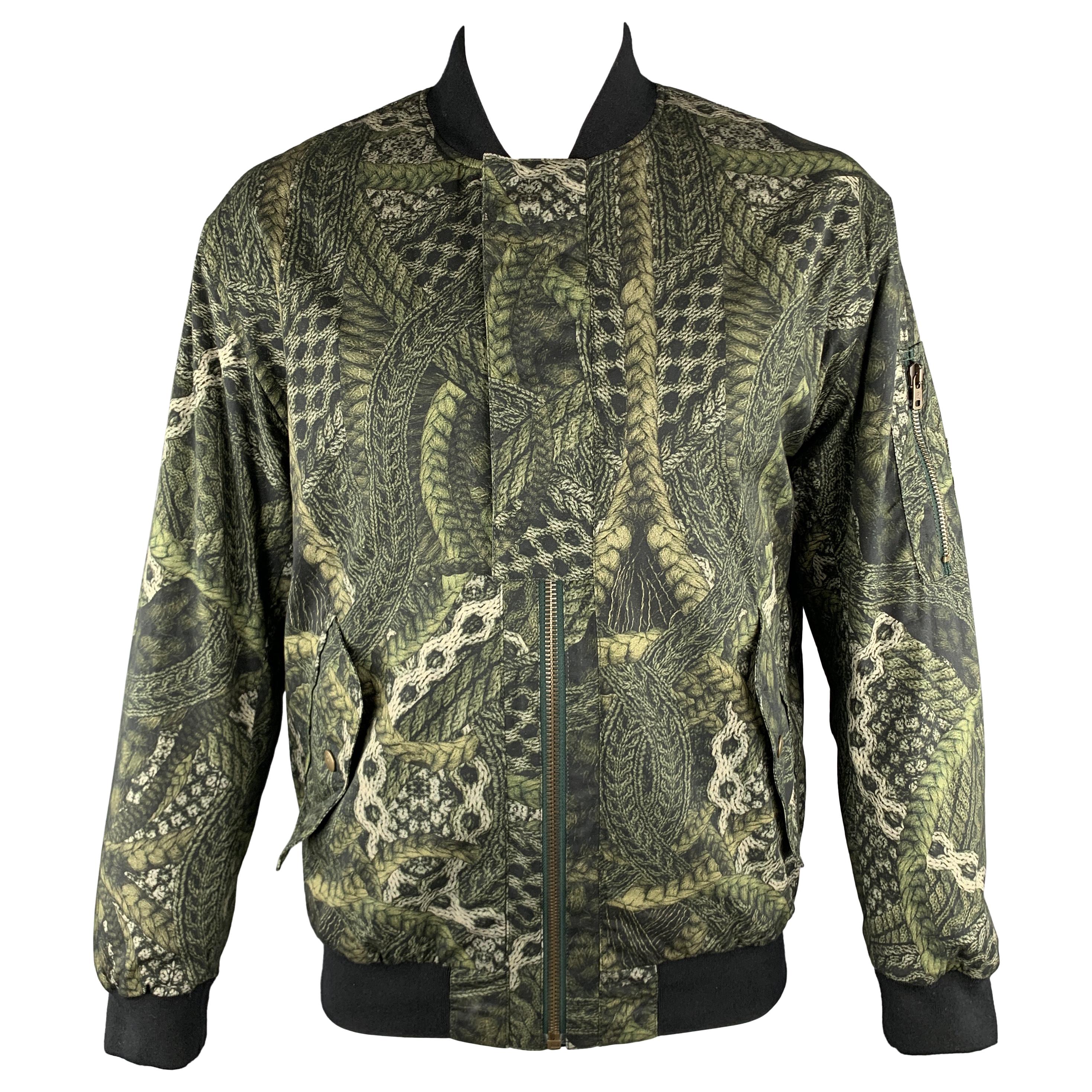 MCQ by ALEXANDER MCQUEEN Size XXL Olive Print Cotton Bomber Jacket