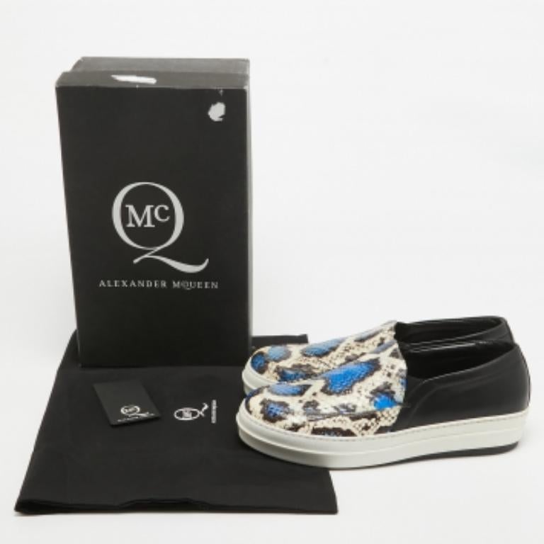 McQ by Alexander McQueen Tricolor Python Leather Slip On Sneakers Size 41 For Sale 4