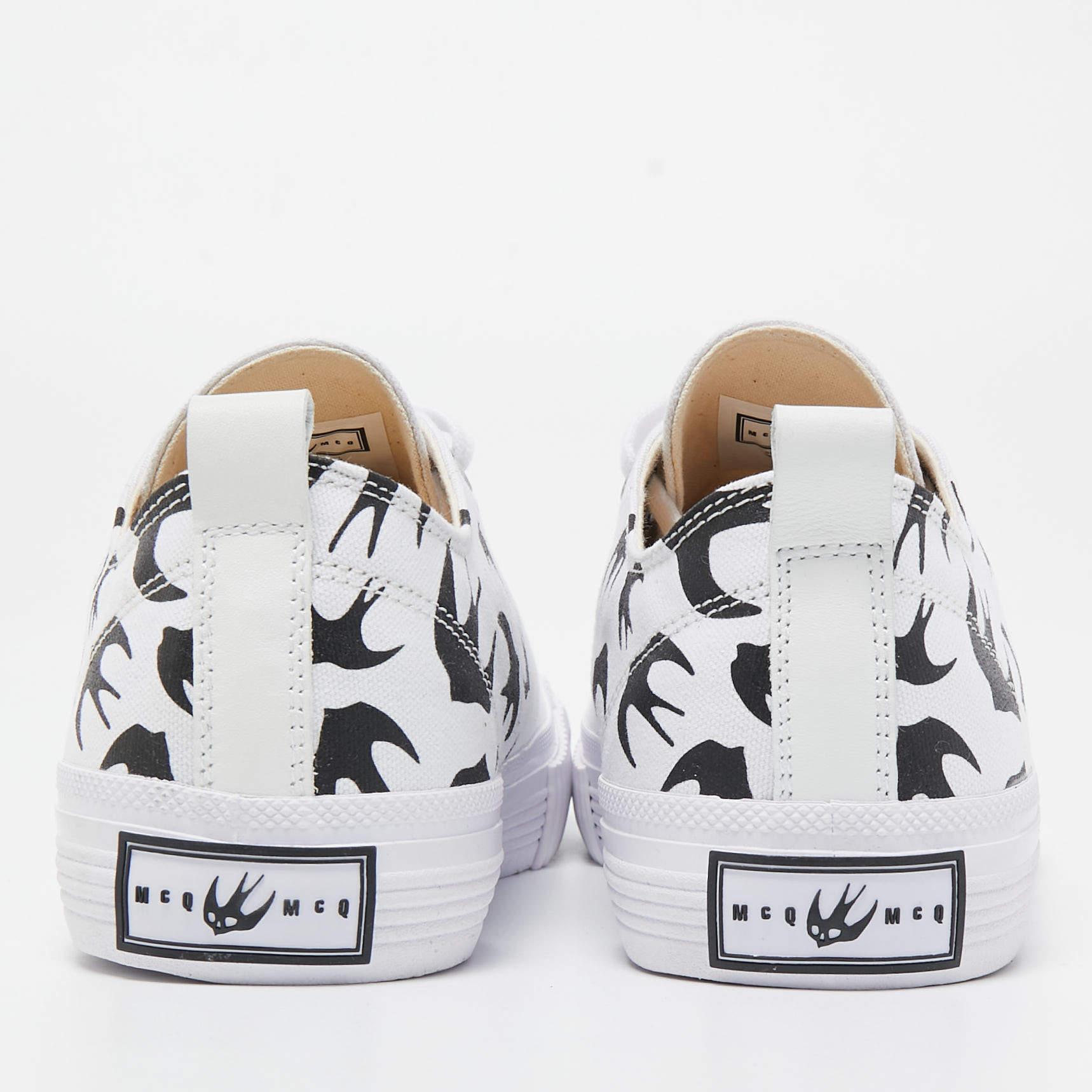 McQ by Alexander McQueen White Canvas Low Top Sneakers Size 42 2