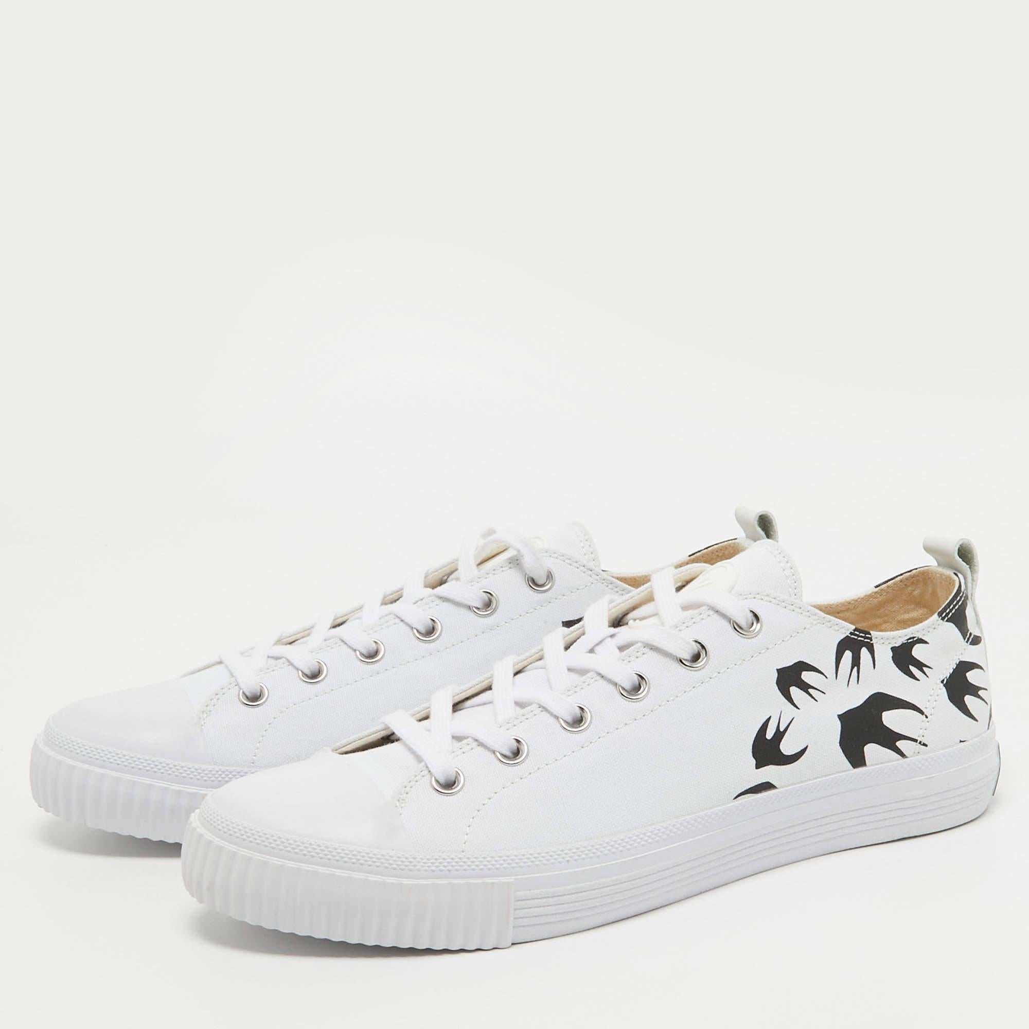 McQ by Alexander McQueen White Canvas Swallow Sneakers Size 44 1