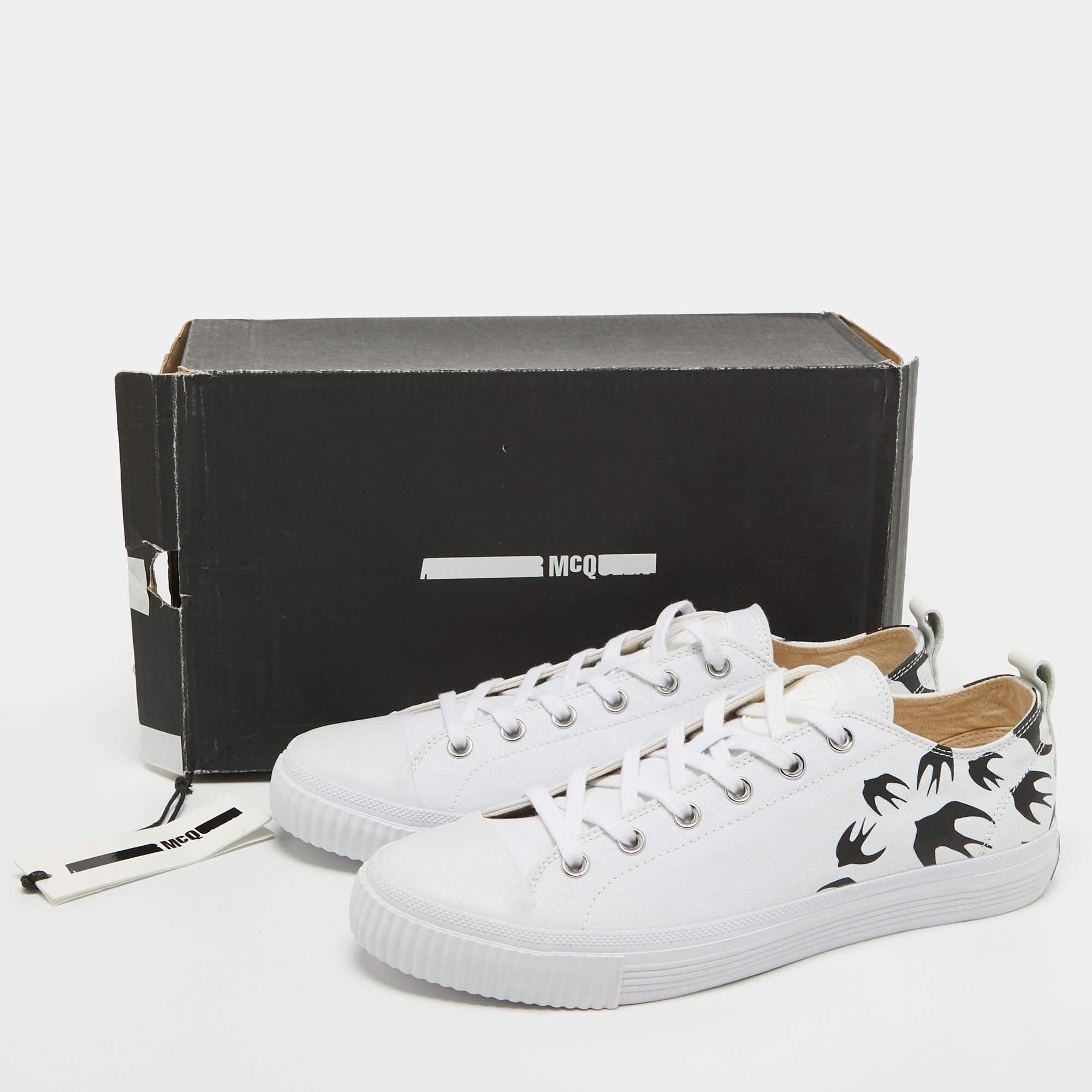 McQ by Alexander McQueen White Canvas Swallow Sneakers Size 44 4