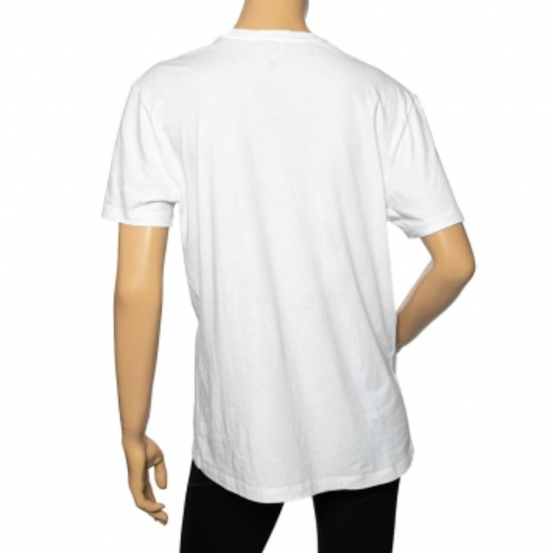 McQ by Alexander McQueen White Cotton Floral Print Top M In Fair Condition For Sale In Dubai, Al Qouz 2