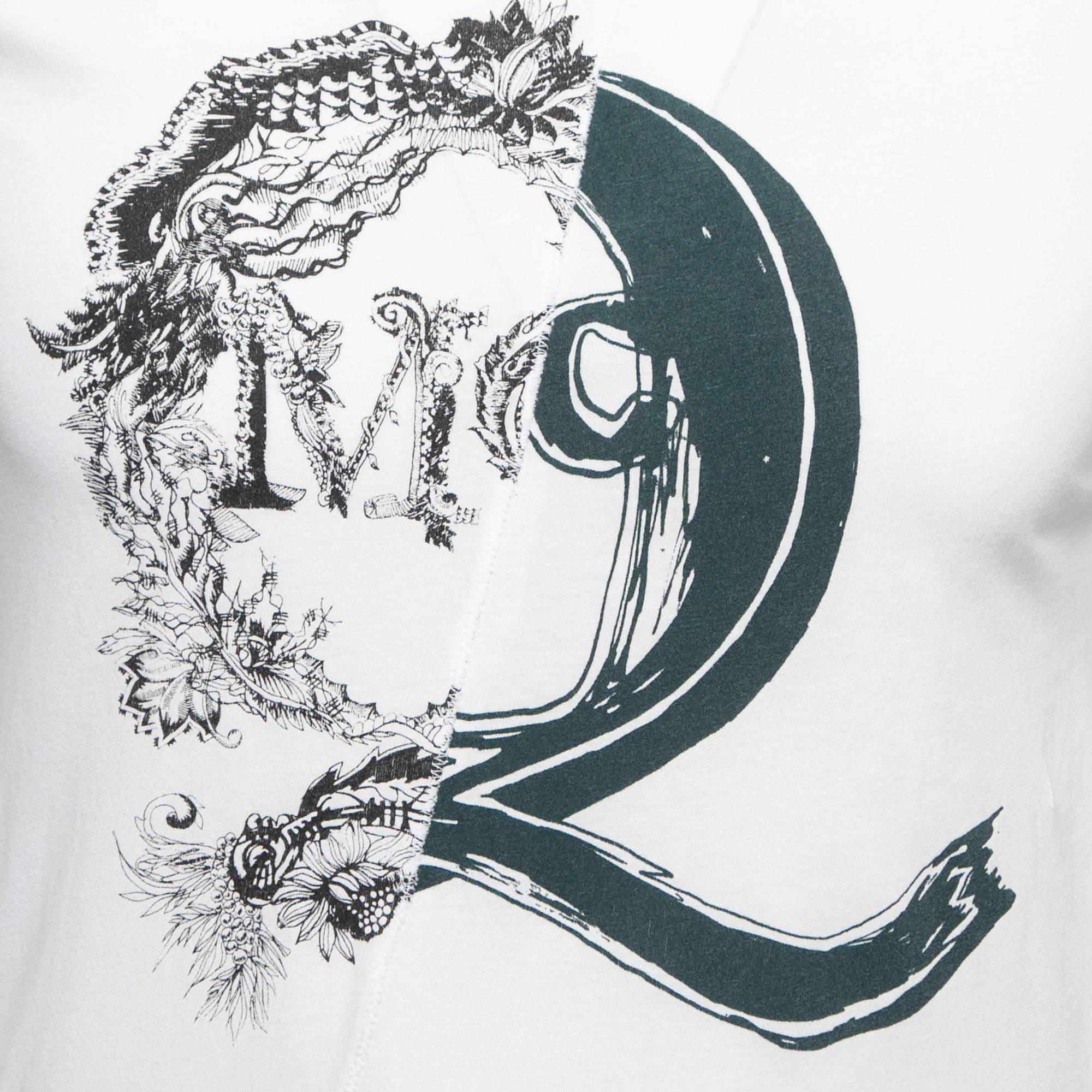 Gray McQ by Alexander McQueen White Logo Print Cotton Crew Neck T-Shirt XS For Sale