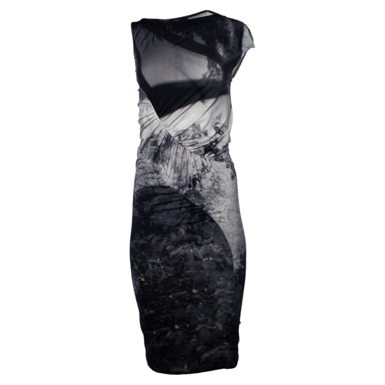 McQ, Digital printed dress in grey