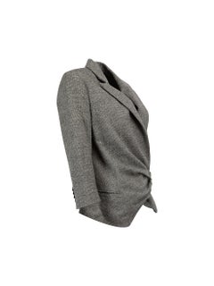McQ Grey Tweed Ruched Wrap Blazer Size S
