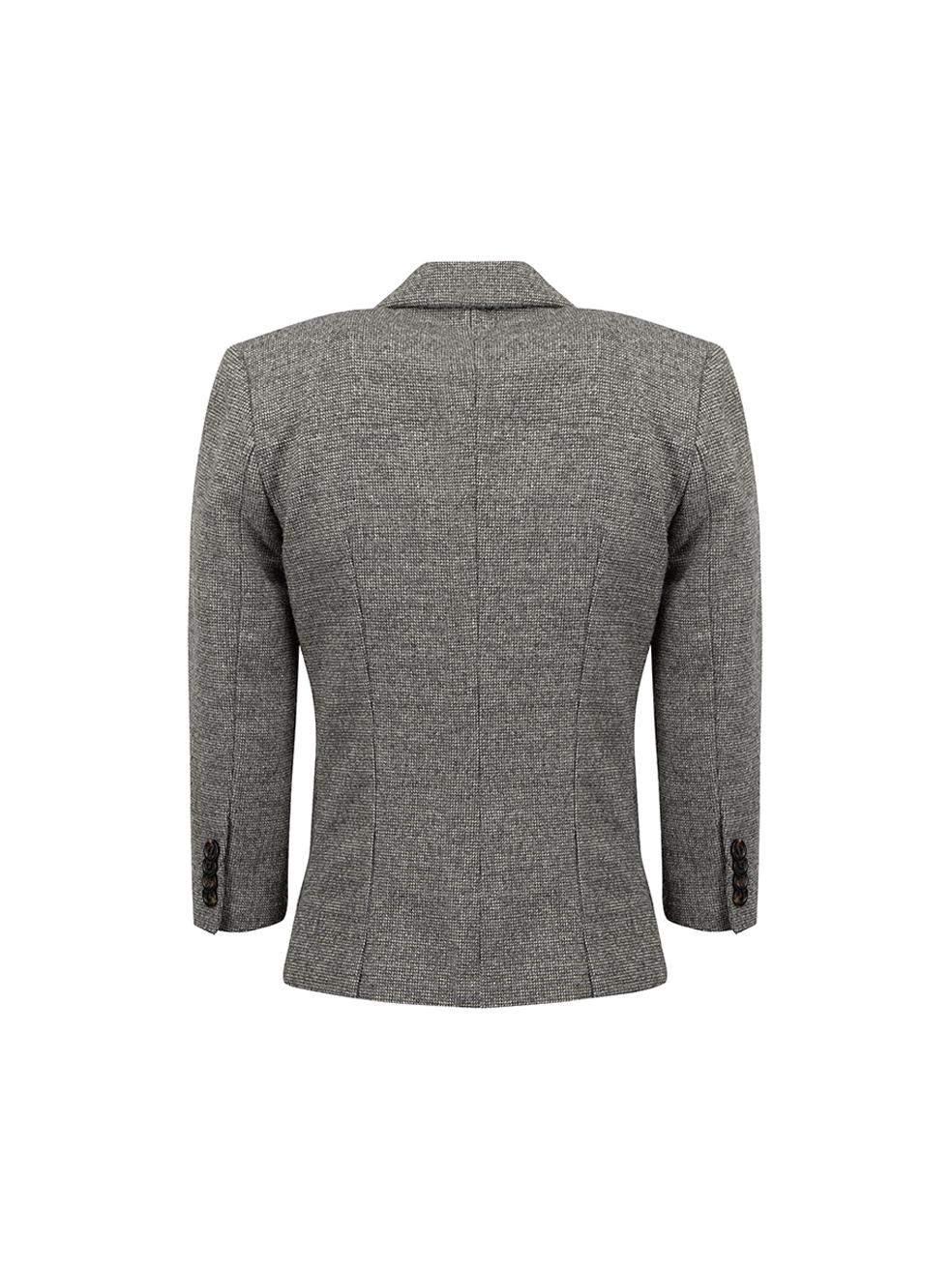 McQ Grey Tweed Ruched Wrap Blazer Size S In Good Condition In London, GB