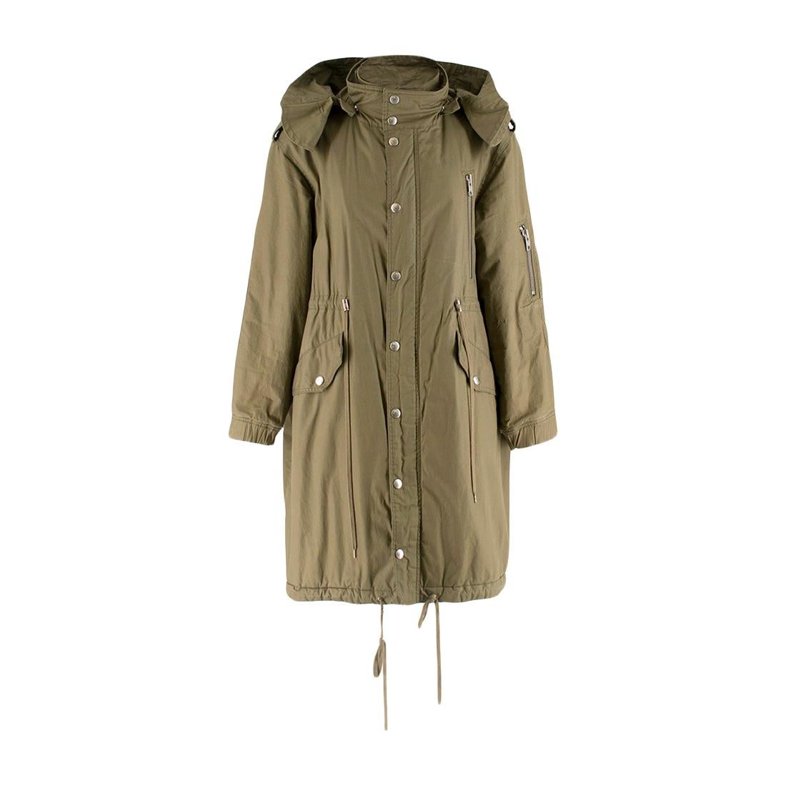 McQ Khaki Convertible Trench Coat Size US 0-2 For Sale