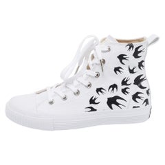 MCQ White Canvas Swallow Plimsoll High Top Sneakers Size 39