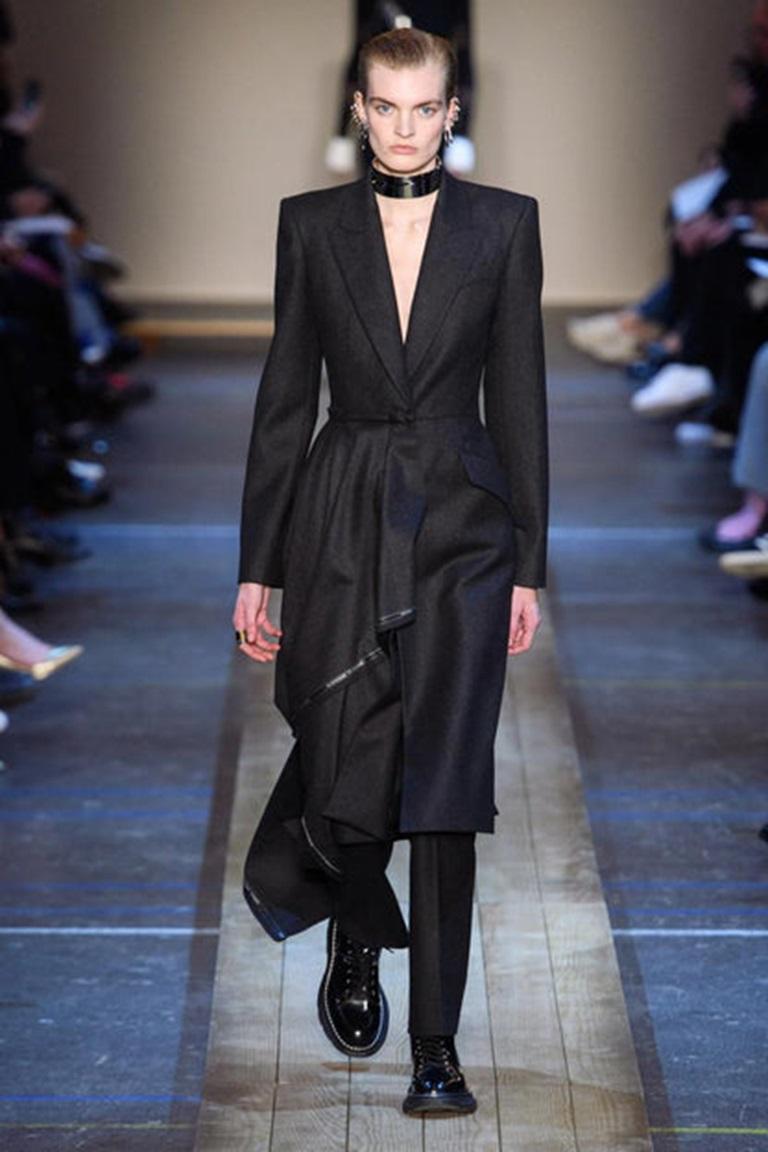 McQueen Blended Wool Asymmetrical Coat, 2019 7