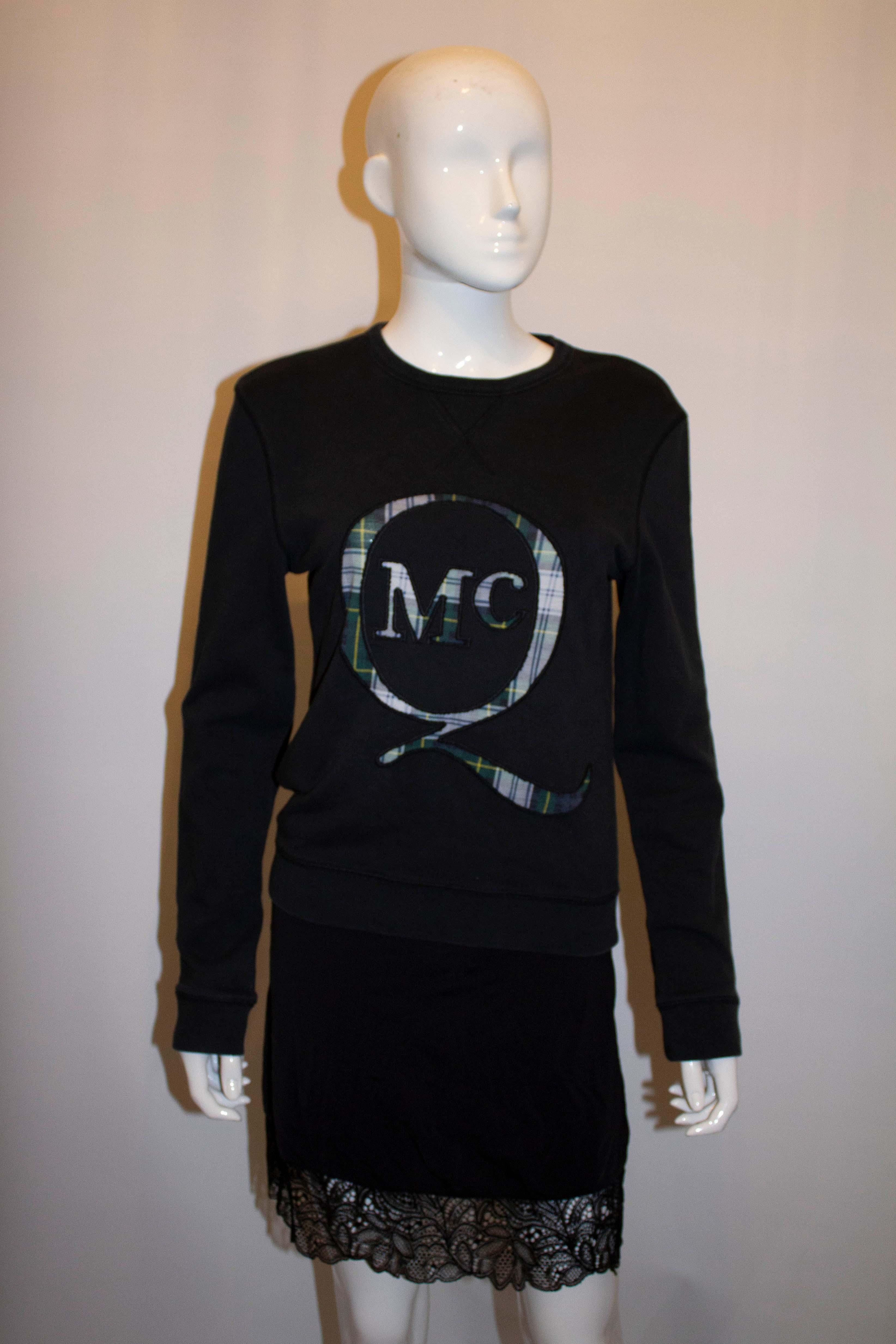 McQueen Sweatshirt with Tartan detail In Good Condition For Sale In London, GB