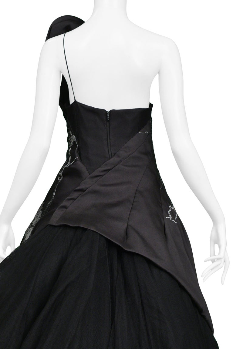 alexander mcqueen black wedding dress Alexander McQueen Vintage 2005 Silk Embroidered Little Black Dress (M-L)   sororit