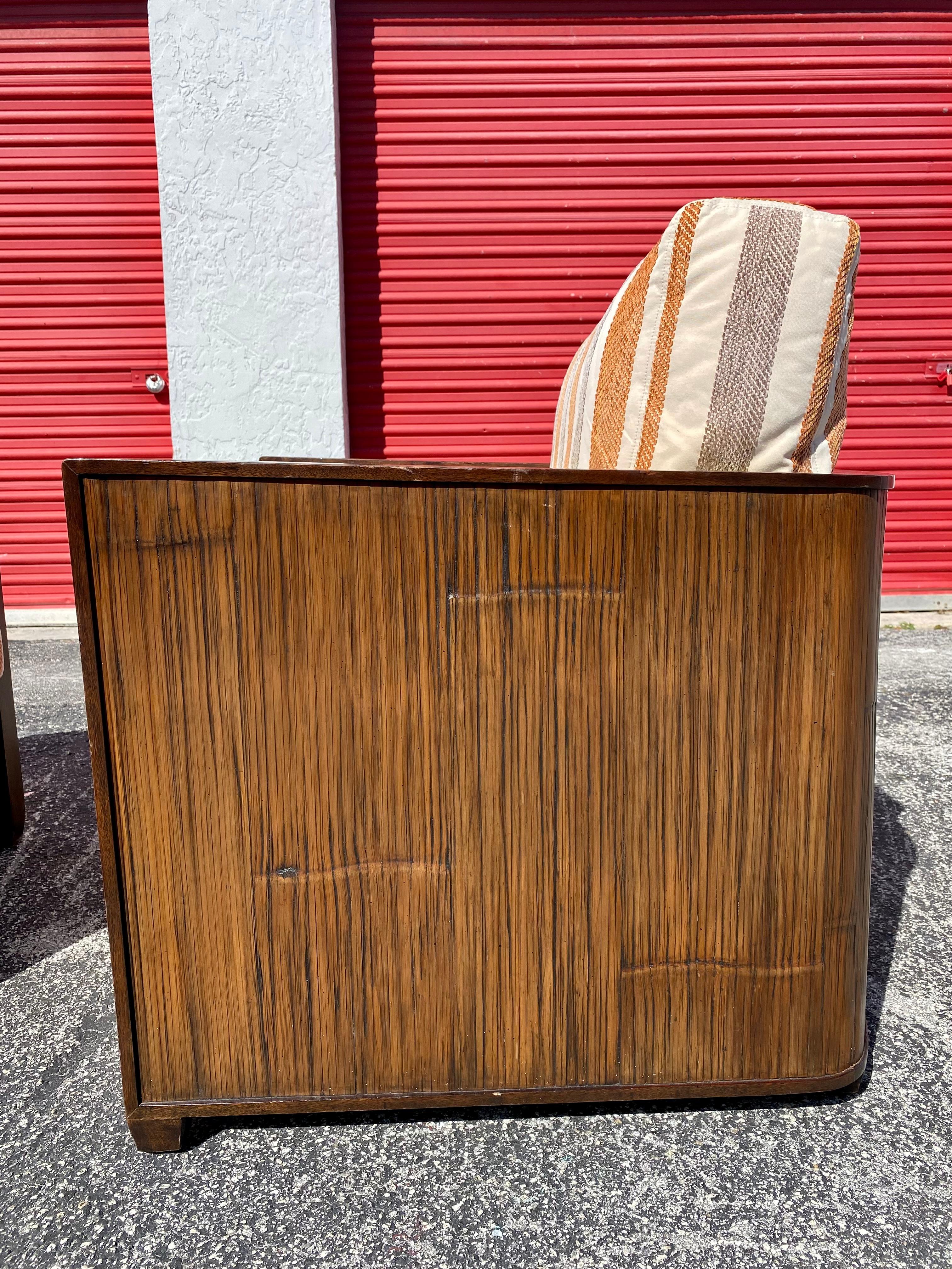 Late 20th Century 1990s Mcguire Art Deco Style Wood Case Club Chairs, Set of 2 For Sale