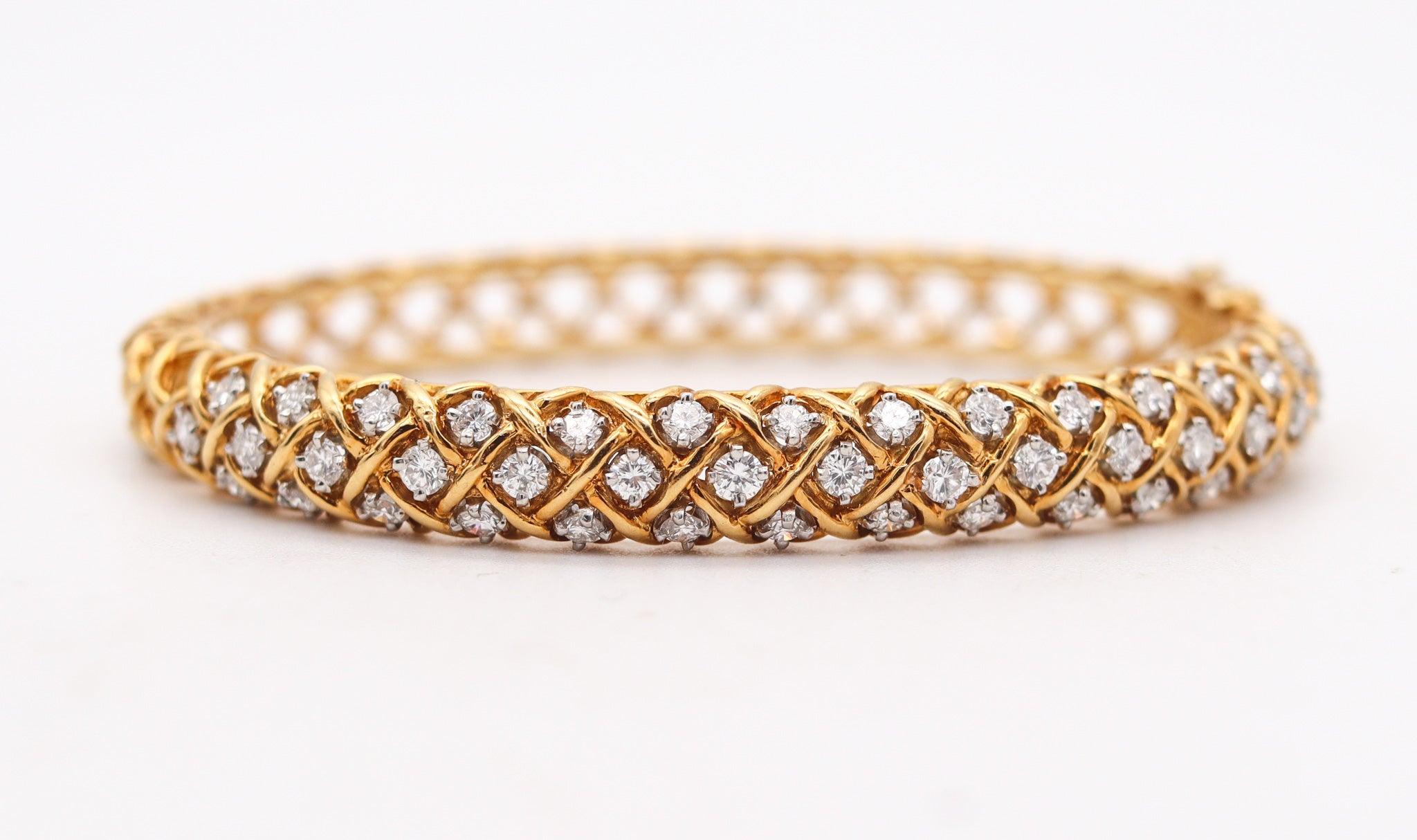 Women's McTEIGUE 1970 Bangle Bracelet In 18Kt Gold & Platinum With 2.30 Ctw VS Diamonds For Sale