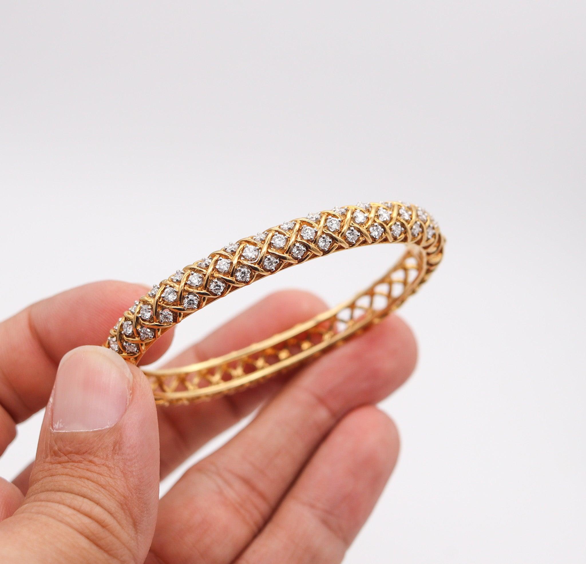 McTEIGUE 1970 Bangle Bracelet In 18Kt Gold & Platinum With 2.30 Ctw VS Diamonds For Sale 1