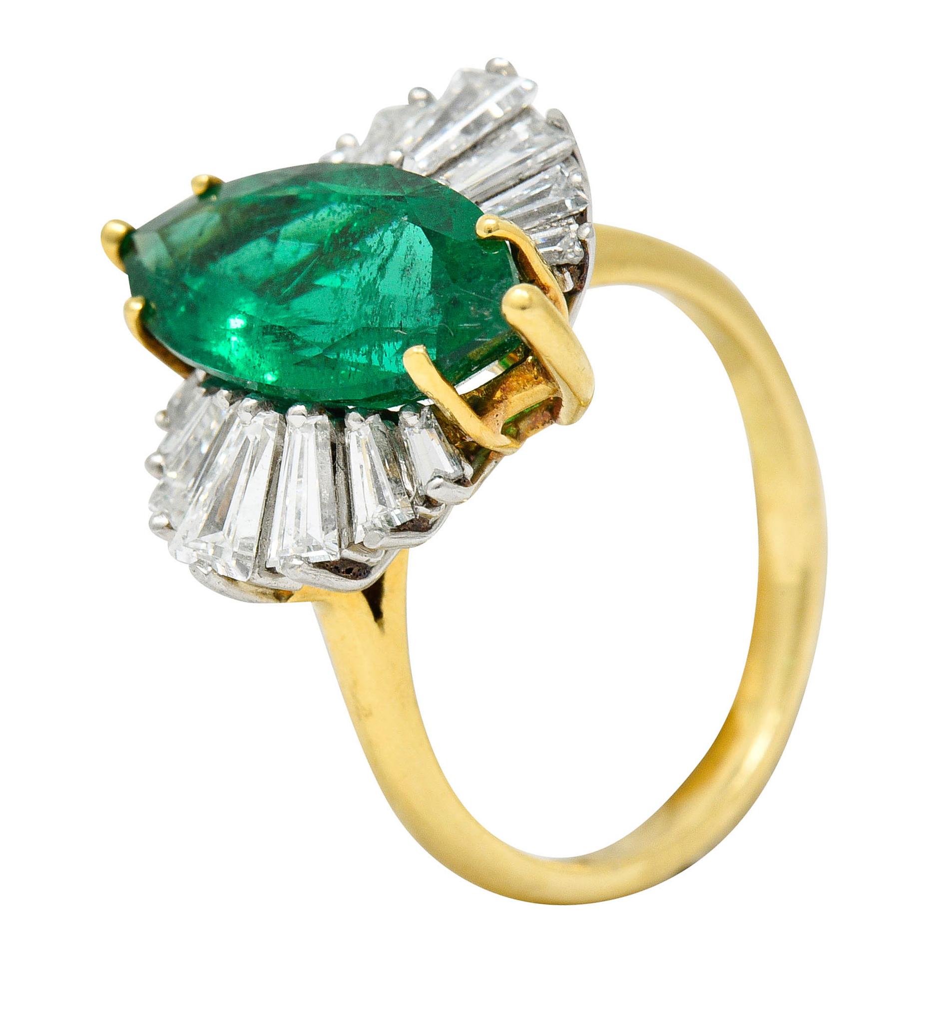 McTeigue 4.85 Carats Emerald Diamond 18 Karat Gold Platinum Ring GIA 4