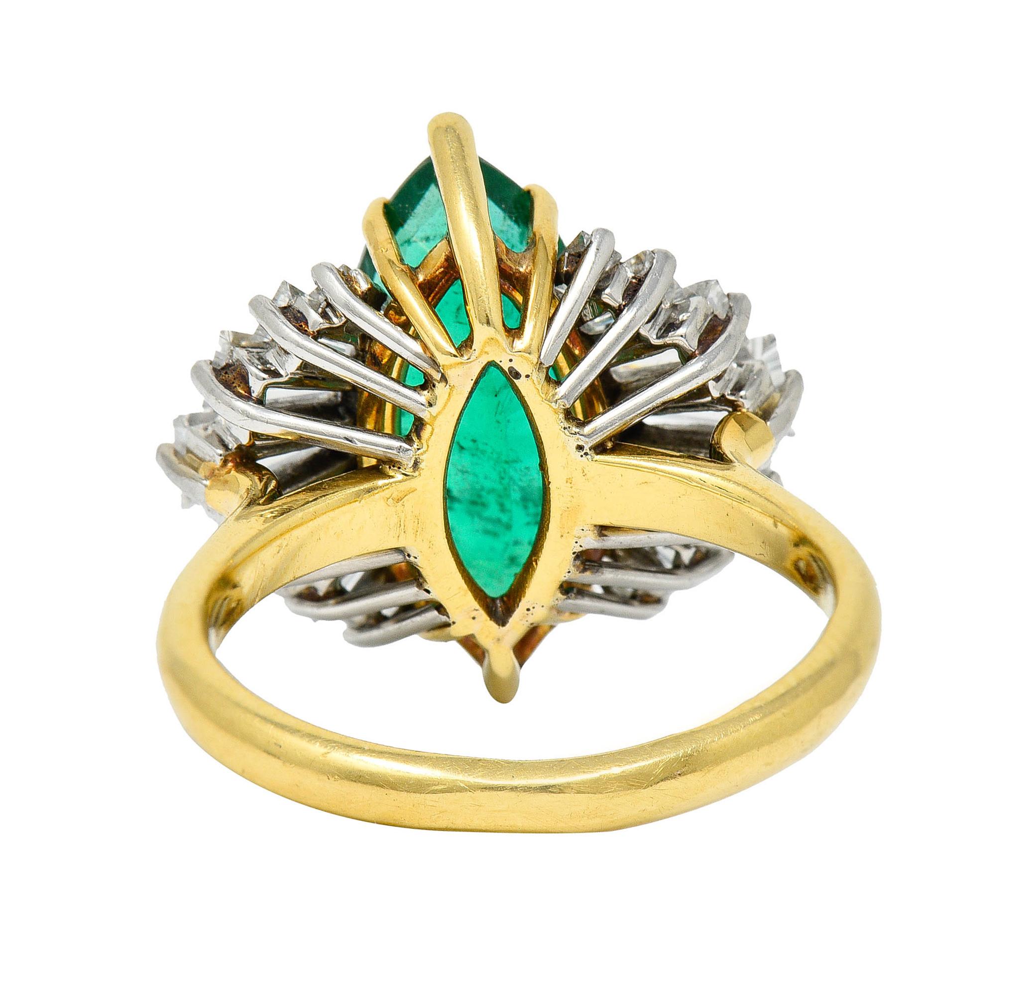 Marquise Cut McTeigue 4.85 Carats Emerald Diamond 18 Karat Gold Platinum Ring GIA