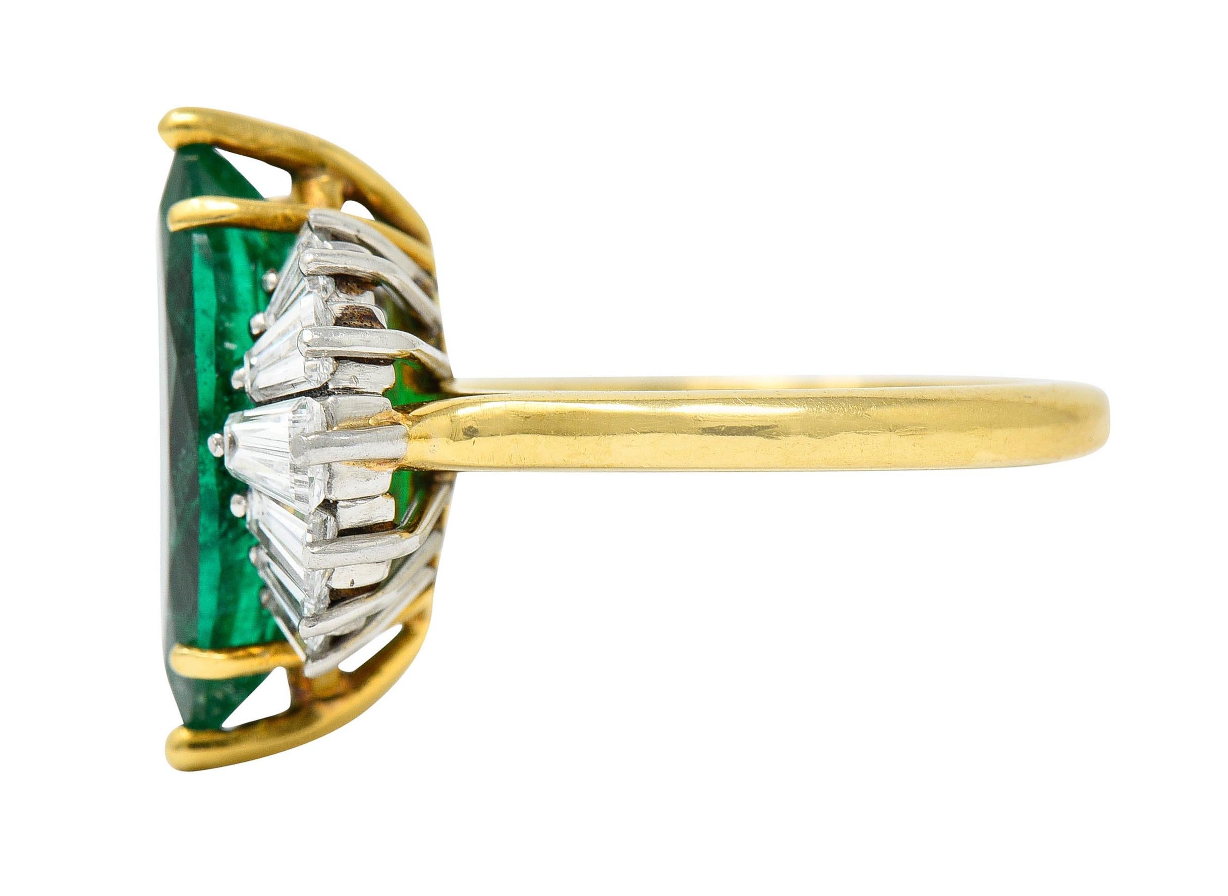 McTeigue 4.85 Carats Emerald Diamond 18 Karat Gold Platinum Ring GIA In Excellent Condition In Philadelphia, PA