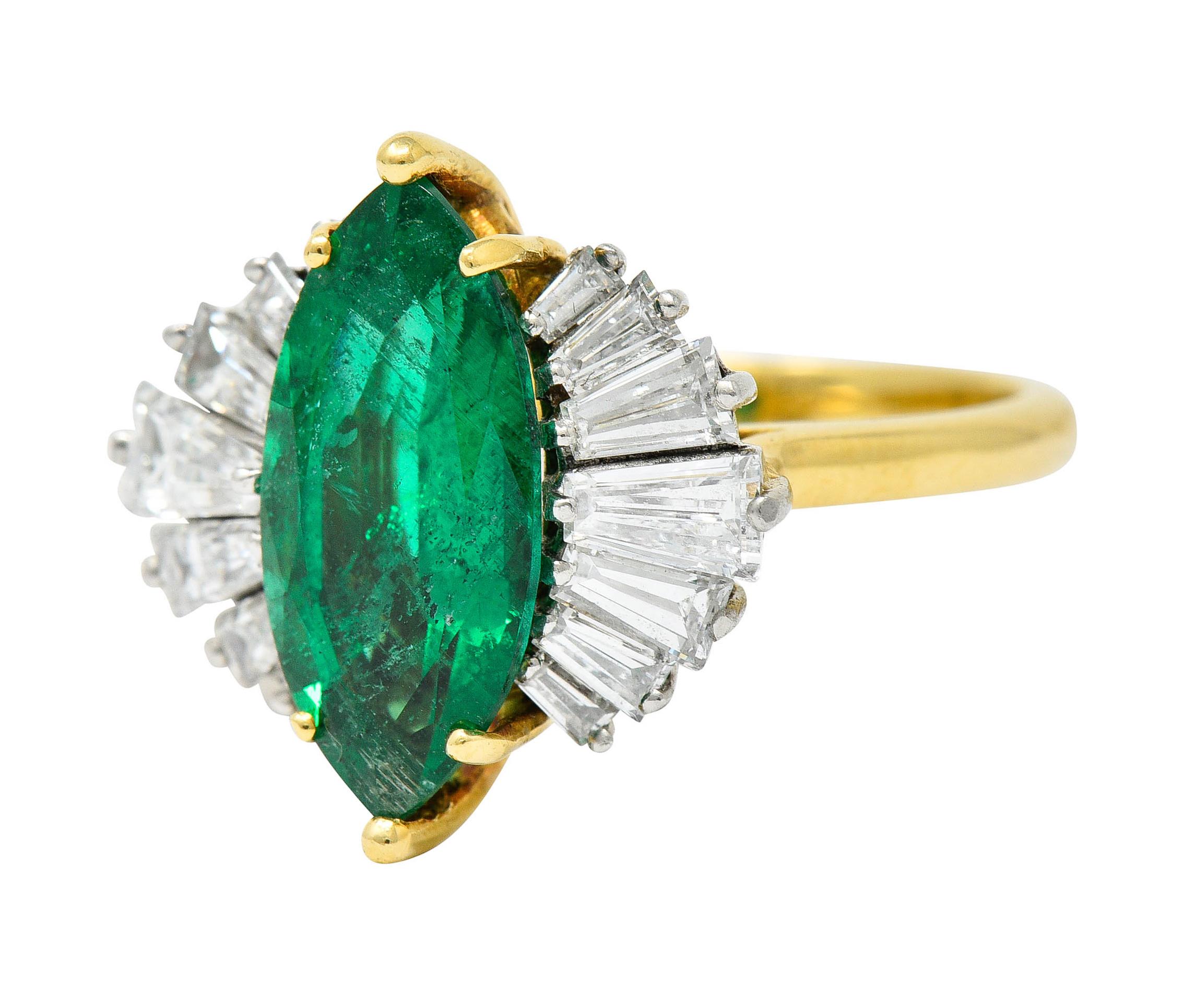 Women's or Men's McTeigue 4.85 Carats Emerald Diamond 18 Karat Gold Platinum Ring GIA