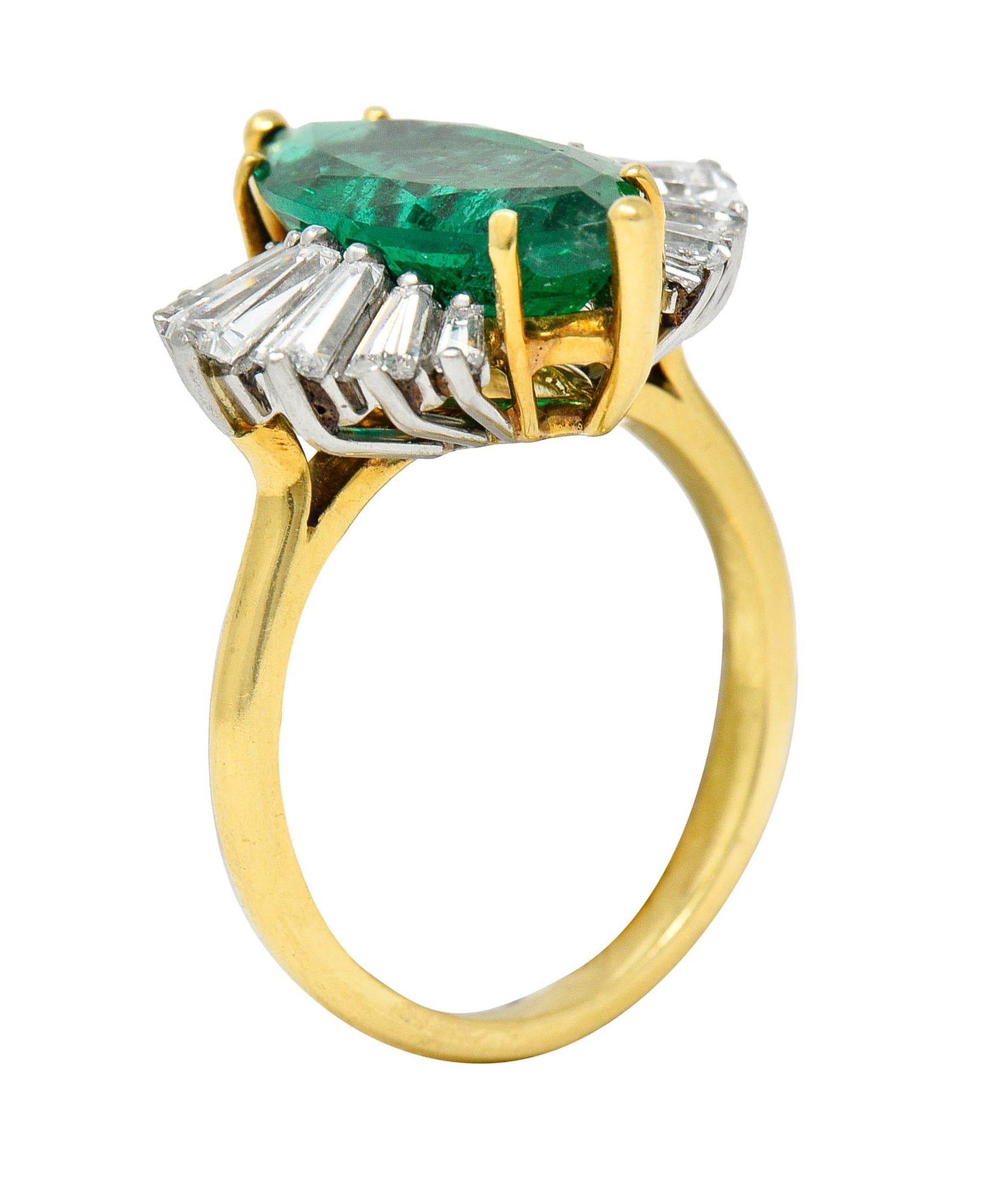 McTeigue 4.85 Carats Emerald Diamond 18 Karat Gold Platinum Ring GIA 3