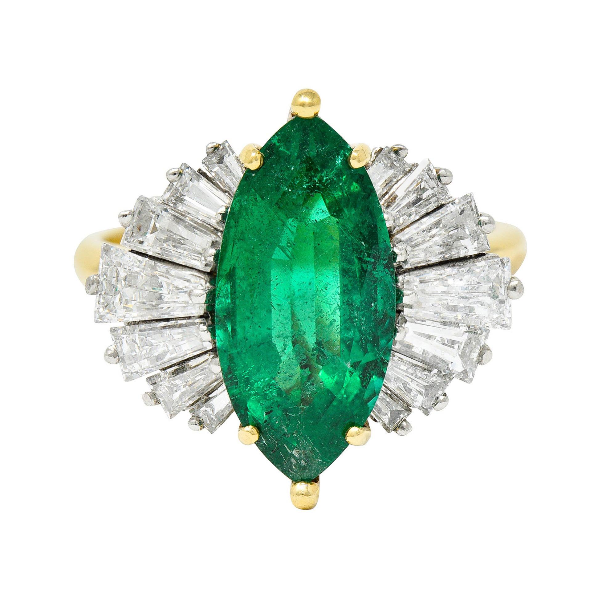 McTeigue 4.85 Carats Emerald Diamond 18 Karat Gold Platinum Ring GIA