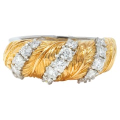 McTeigue & Co. 1950er Jahre Diamant Platin 18 Karat Gold Vintage Feder Band Ring