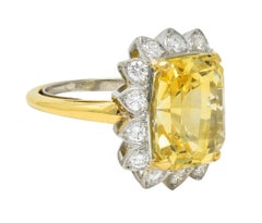 McTeigue & Co. Bague en saphir de Ceylan jaune 17,73 carats, sans chaleur, du milieu du siècle dernier