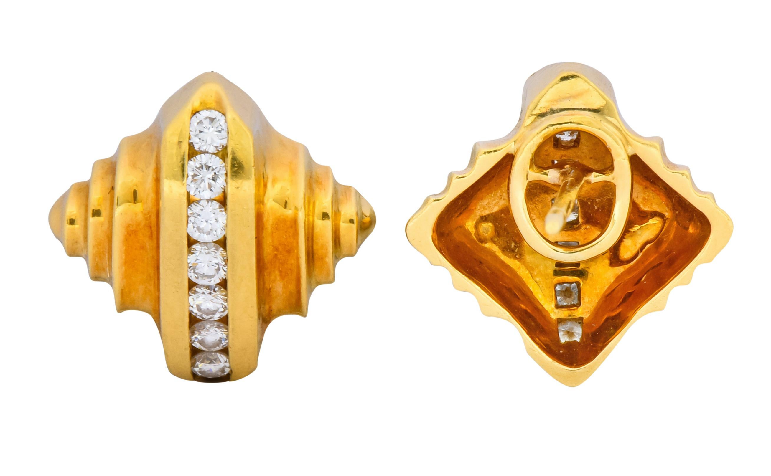 Contemporary McTeigue Diamond 18 Karat Gold Multi Dimensional Earrings