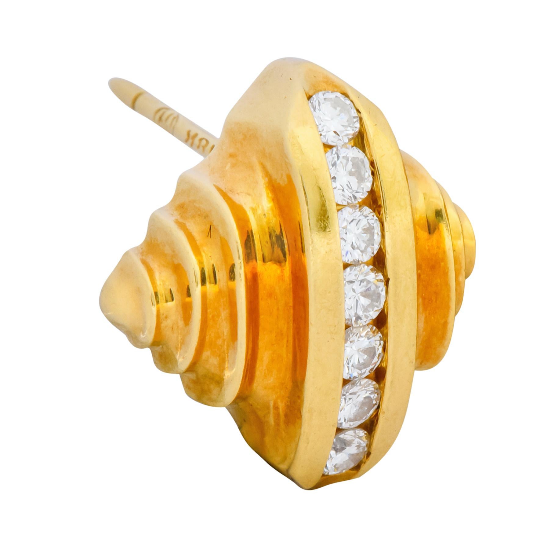 Round Cut McTeigue Diamond 18 Karat Gold Multi Dimensional Earrings