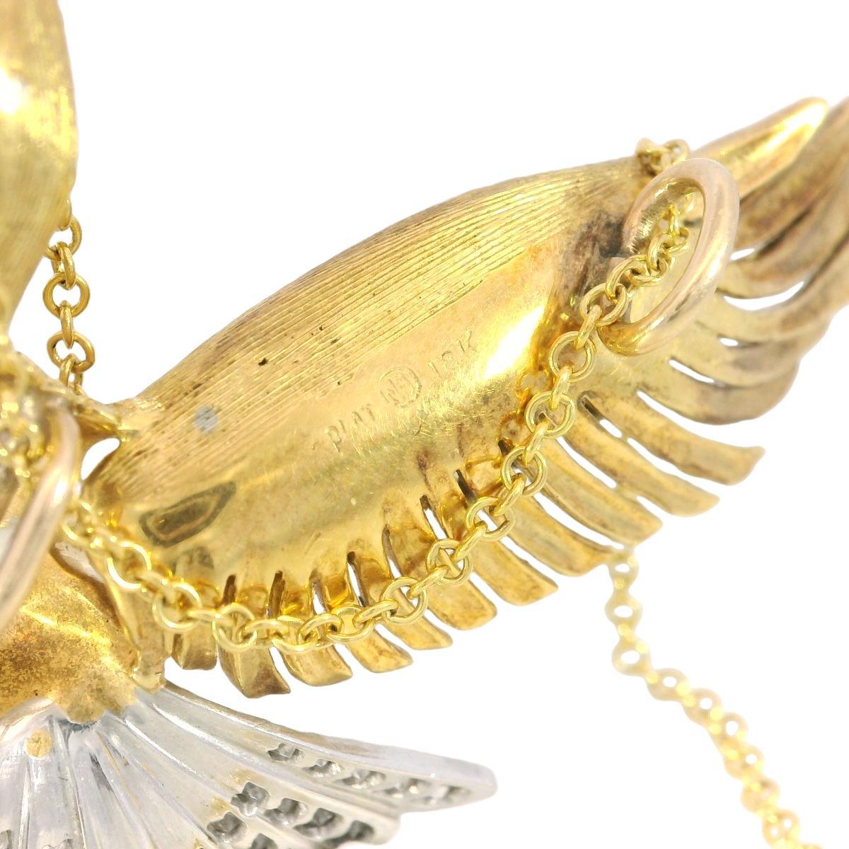 McTeigue Collana con ciondolo a forma di aquila in oro 18 carati e platino ~2ctw in vendita 4